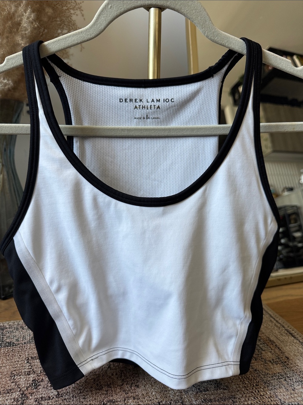 Athleta Derek Lam 10C White & Black Cropped Sports Tank